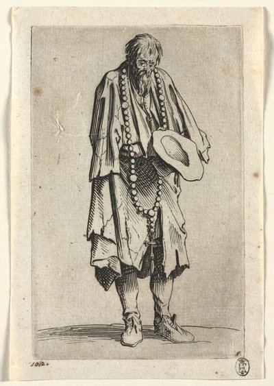 Die Bettler: Bettler mit Rosenkranz von Jacques Callot