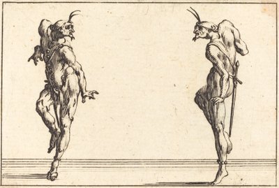 Zwei Pantalons tanzen, ca. 1617 von Jacques Callot