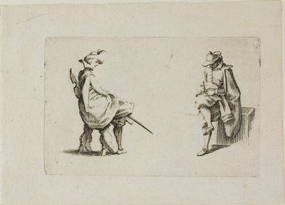 Zwei sitzende Männer, aus Die Caprices von Jacques Callot