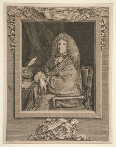 Porträt von Molière von Jacques Firmin Beauvarlet