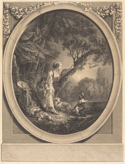 Die Ankunft des Kuriers von Jacques Firmin Beauvarlet after François Boucher