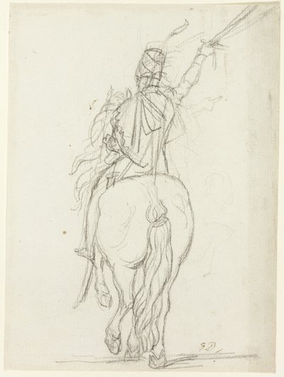 Berittener Offizier von hinten von Jacques Louis David
