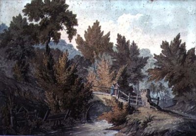 Landschaft mit Brücke und Bach von James Bourne