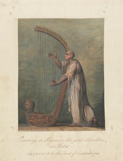 Mann, der eine Harfe spielt von James Bruce