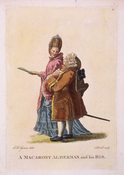 Ein Macaroni-Ratsherr und seine Frau, ca. 1770 von James Caldwall