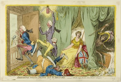 Britannia zwischen Tod und den Ärzten von James Gillray