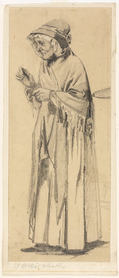 Alte Frau mit Schal und Mütze von James Abbott McNeill Whistler