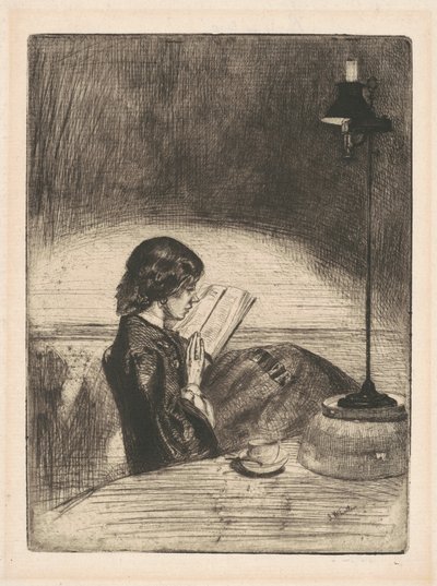 Lesen bei Lampenlicht von James Abbott McNeill Whistler