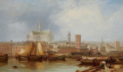 Ansicht von Köln mit dem unvollendeten Dom von James Webb