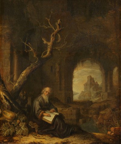 Ein Einsiedler in einer Ruine von Jan Adriaensz. van Staveren
