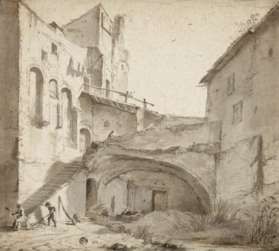 Überwucherter Innenhof einer Ruine von Jan Asselijn