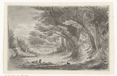 Waldrand mit Kaninchen von Jan Bos Wz.