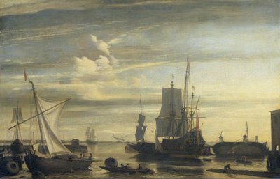 Hafen bei Sonnenuntergang von Jan Claesz. Rietschoof (attributed to)