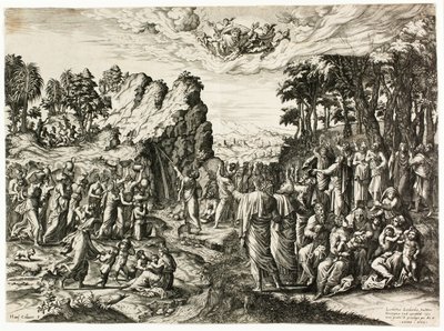 Moses schlägt auf den Felsen von Jan Collaert I