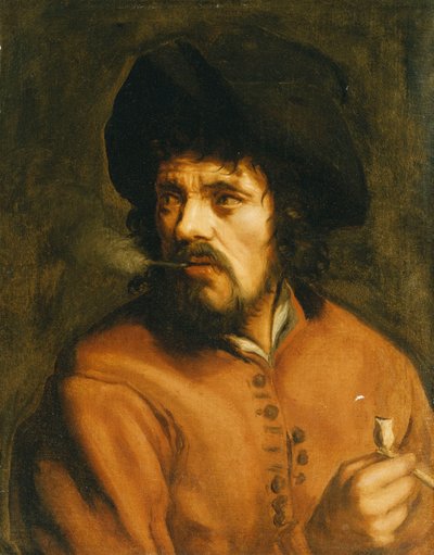 Ein Mann, der eine Tonpfeife raucht von Jan Cossiers