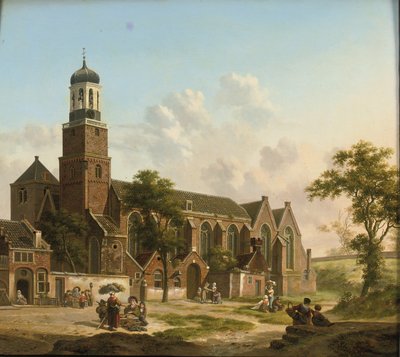 Stadtbewohner in der Nähe der Nicolaikerk, Utrecht von Jan Hendrik Verheyen