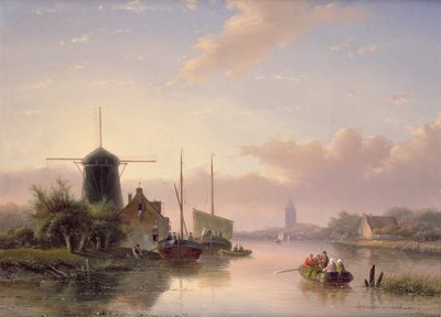 Sommerlandschaft bei Sonnenuntergang, 1858 von Jan Jacob Spohler