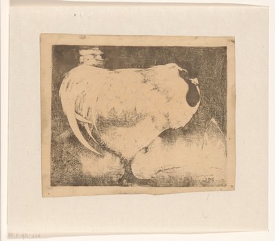 Zusammengekauerter Hahn von Jan Mankes