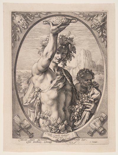 Bacchus, aus Drei heidnische Götter und Göttinnen von Jan Saenredam