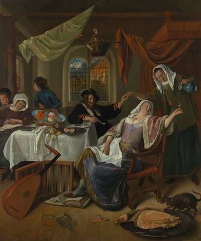 Der zügellose Haushalt, ca. 1663-64 von Jan Havickszoon Steen