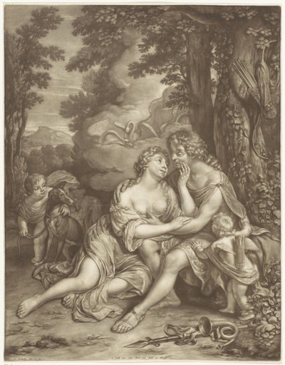 Venus hält Adonis von der Jagd ab von Jan Verkolje (I)
