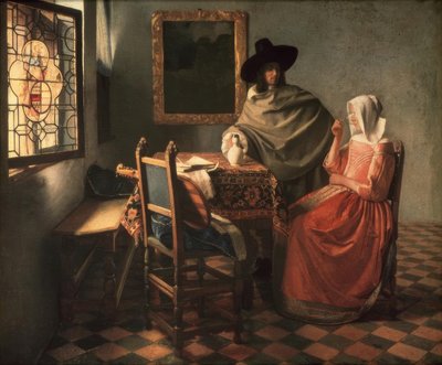 Herr und Dame beim Wein von Jan Vermeer van Delft