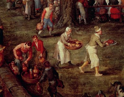 Bedienungen tragen Essen und Wein von Jan the Elder Brueghel