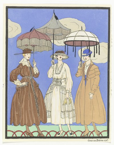 Drei Frauen mit Sonnenschirmen, 1916 von Jan van Brock