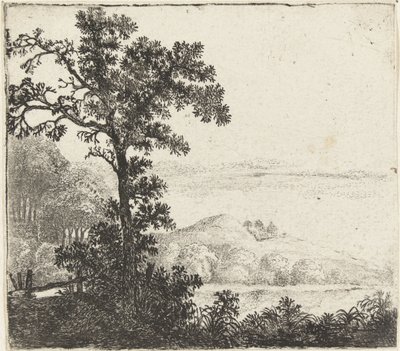 Landschaft mit Baum am Flussufer von Jan van Brosterhuyzen