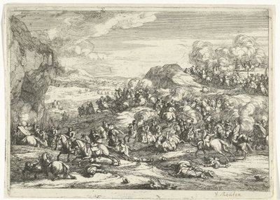 Landschaft mit Reiterkampf von Jan van Huchtenburg