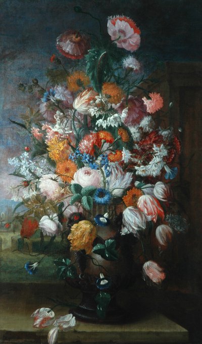 Blumen, Studien mit Iris, 1682 von Jan van Huysum