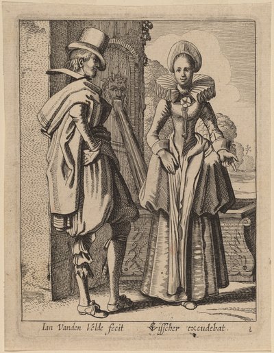 Zwei Figuren im Kostüm von Jan van de Velde II