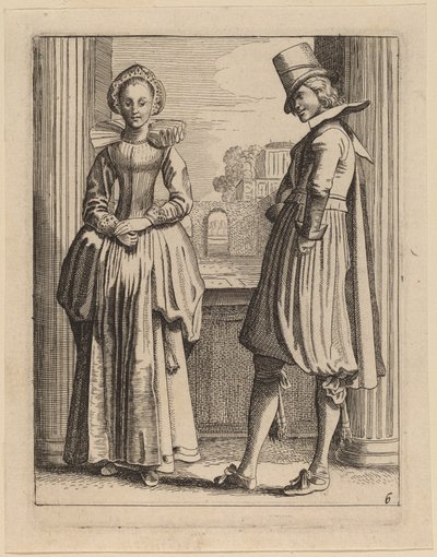 Zwei Figuren in Kostümen von Jan van de Velde II