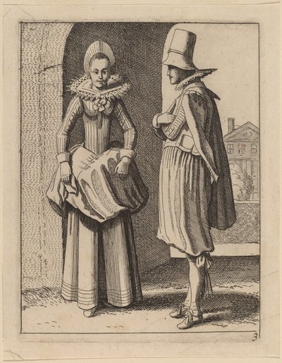 Zwei Figuren in Kostümen von Jan van de Velde II