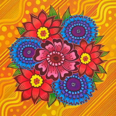 Blumen auf Gelb, 2022 von Jane Tattersfield