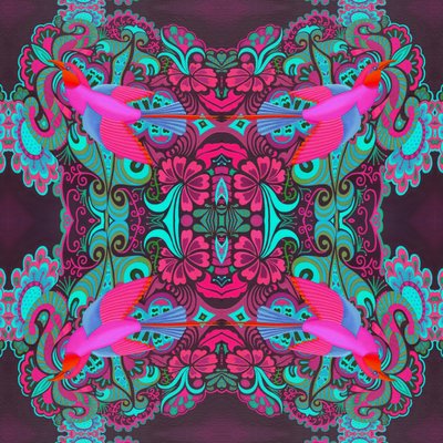 Fliegendes Vogelmuster, Maroon von Jane Tattersfield