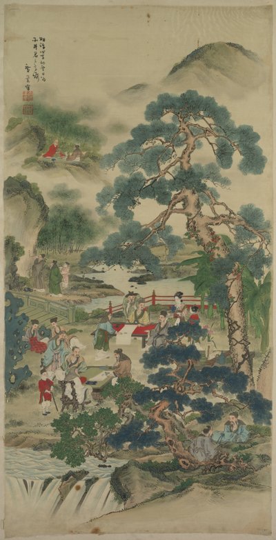Chinesische Weise in einem Garten von Japan, Meiji period