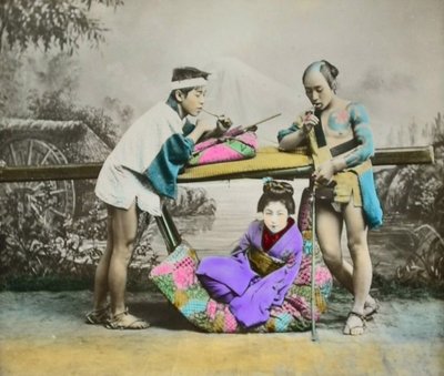 Handkolorierter japanischer Albuminabzug, ca. 1880 von Japanese Photographer