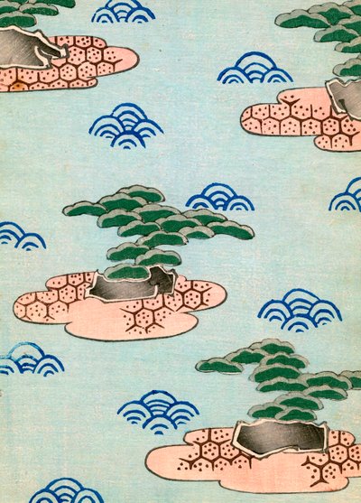 Holzschnitt von Bäumen auf Inseln von Japanese School