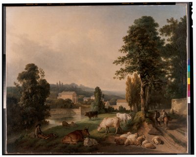 Landschaft mit Kühen von Jean Baptiste Huet