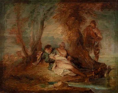 Figuren in Landschaft von Jean Antoine Watteau