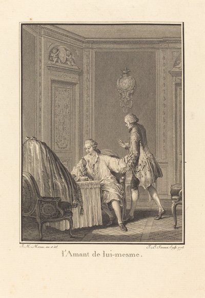 Der Liebhaber seiner selbst von Jean Baptiste Blaise Simonet after Jean Michel Moreau