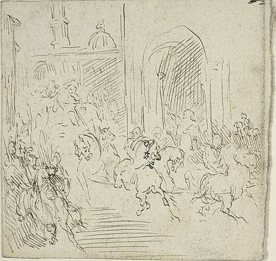 Reiterszene in einer Stadt von Jean Baptiste Carpeaux