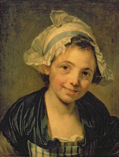 Mädchen mit Haube von Jean Baptiste Greuze