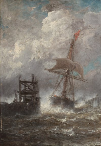 Meereslandschaft mit Schiff von Jean Baptiste Henri Durand Brager