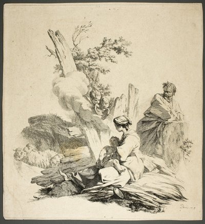 Heilige Familie mit Engeln von Jean Baptiste Marie Pierre