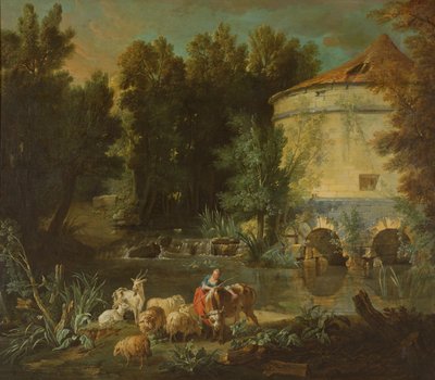 Landschaft mit einem runden Turm, 1737 von Jean Baptiste Oudry
