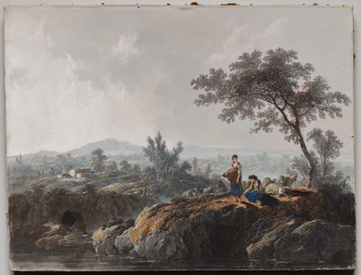 Hirten in einer Landschaft von Jean Baptiste Pillement