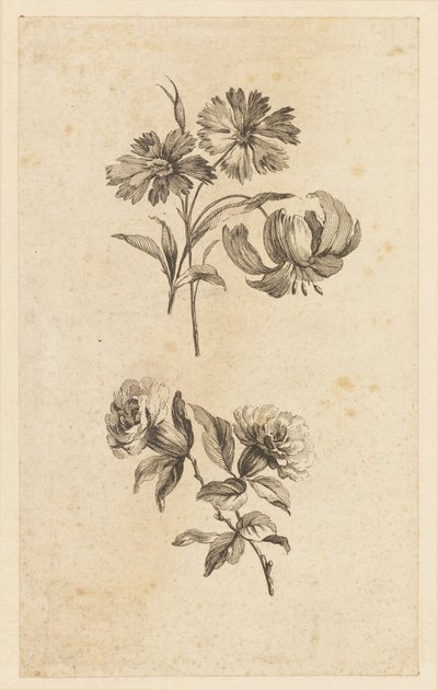 Zwei Blumensträuße von Jean Baptiste Pillement