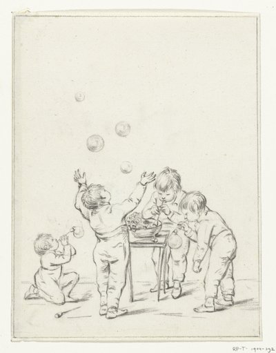 Kinder, die Seifenblasen machen von Jean Bernard